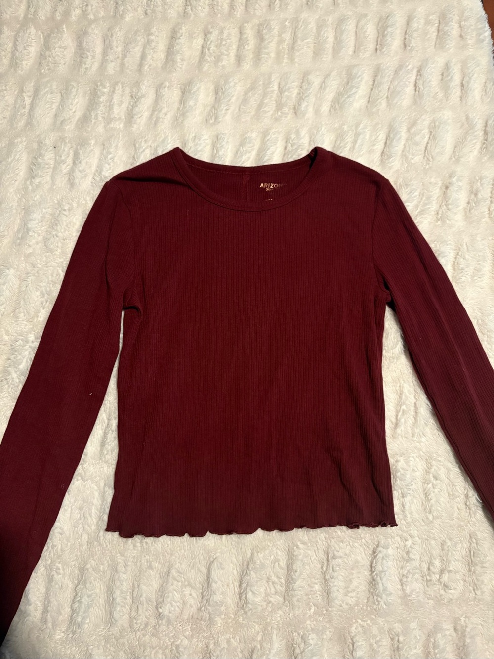 Arizona Ribbed Long Sleeve Top - Burgundy